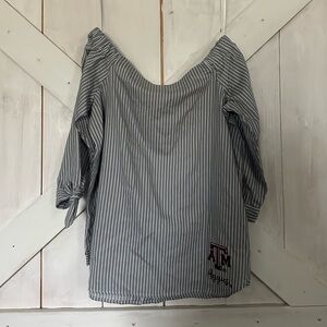 Chic Striped Women's Blouse with Embroidered Detail